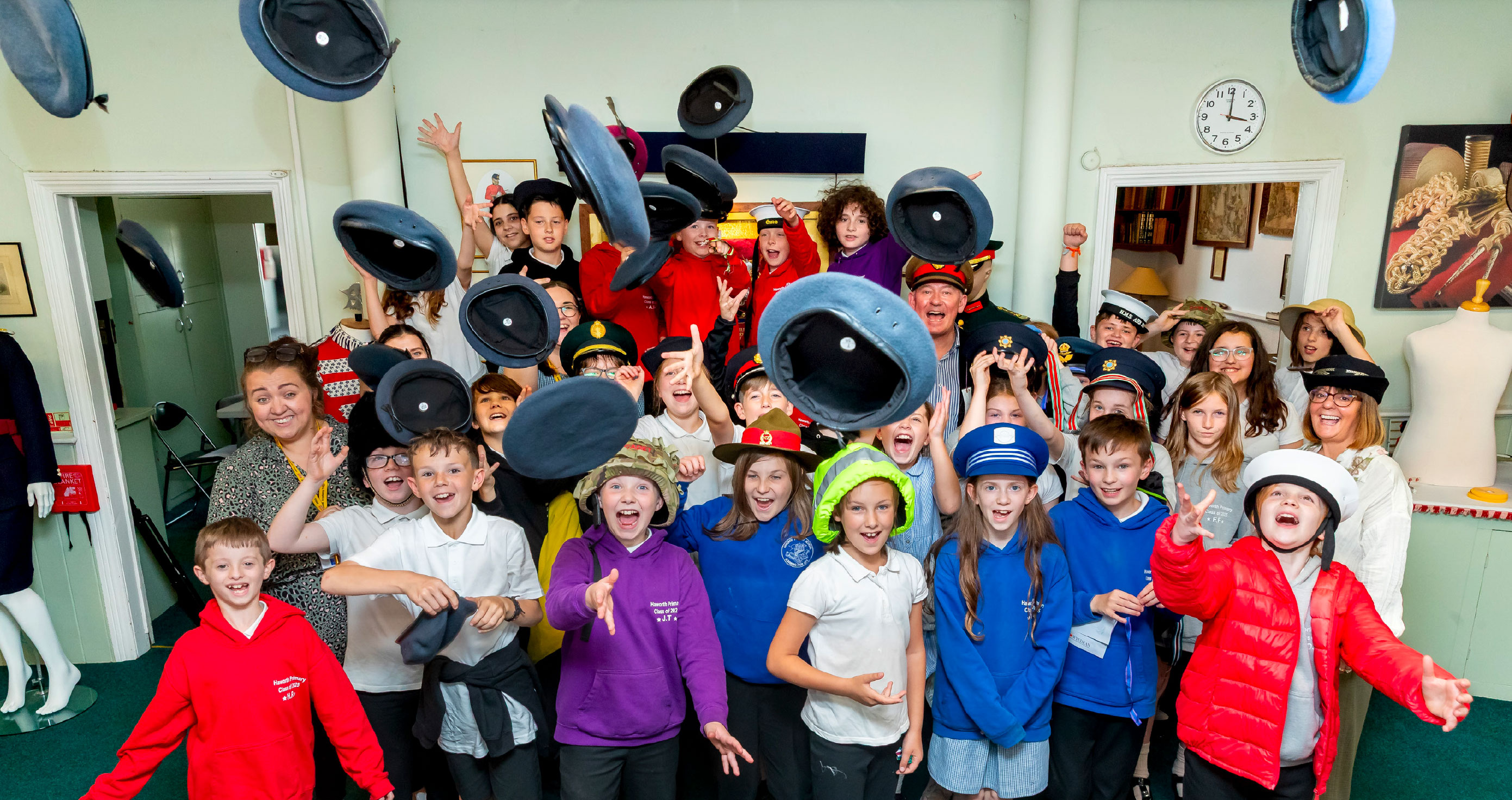 Haworth Primary School pupils in the Wyedean showroom